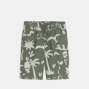 شورت برمودا كاكي اللون من قماش مطبوع للأولاد